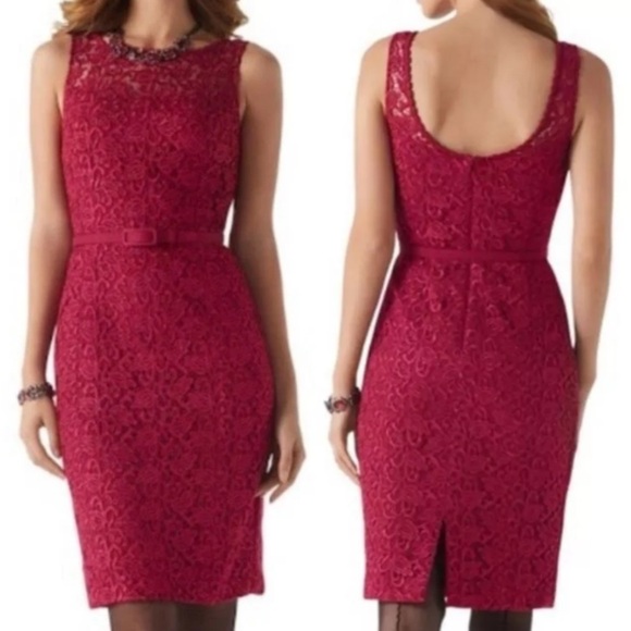 white house black market red lace dress Red Lace Dress WITH POCKETS from White House Black Market with button detailing